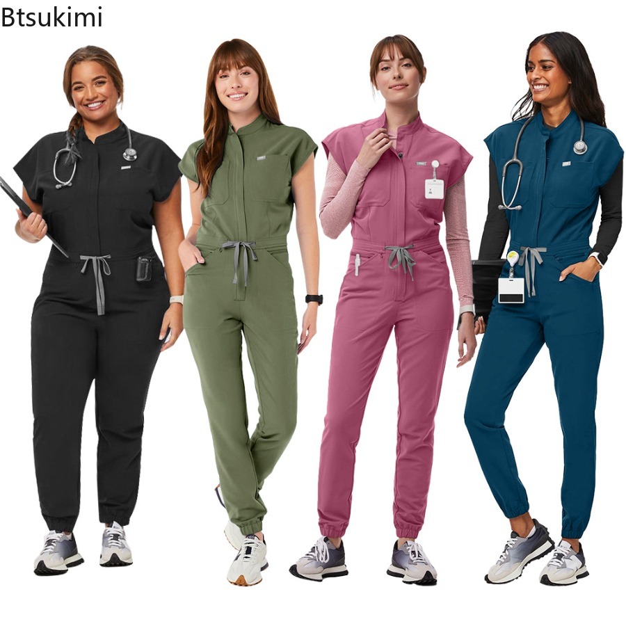 Medical Lab Uniform - Macacão de Moda com Zíper, Uniforme
