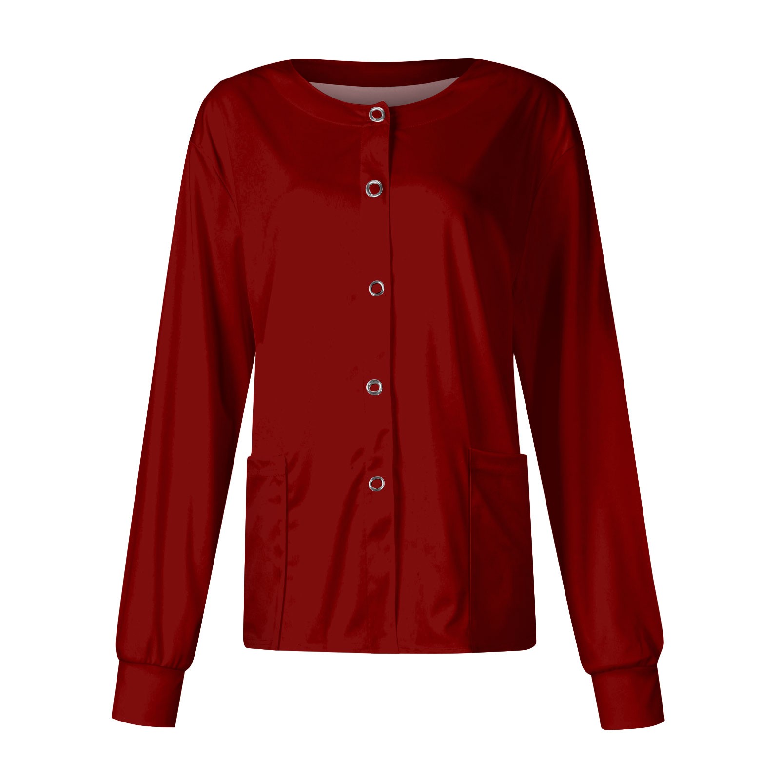 Medical Lab Uniform - Mulheres manga longa bolso trabalho gola