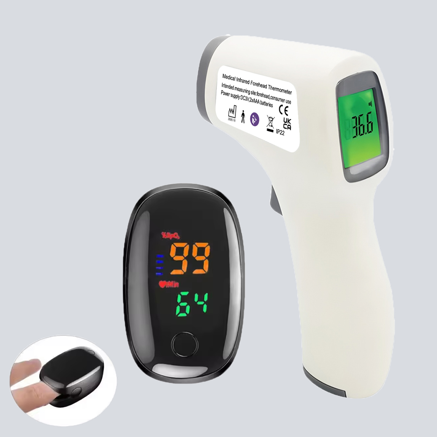 Pulse Oximeter - Conjunto de termômetro e oxímetro médico