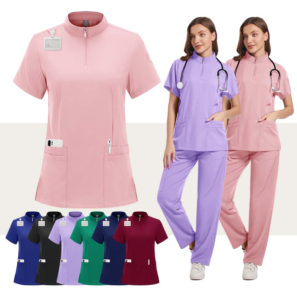 Medical Lab Uniform - Conjunto de Scrubs Elásticos Femininos: Uniformes